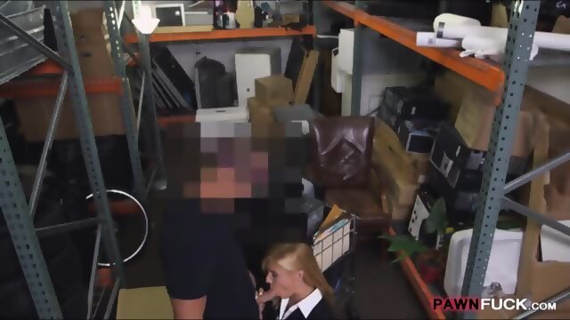 Hot Blonde Milf Sucked And Fucked In Storage Room For Cash