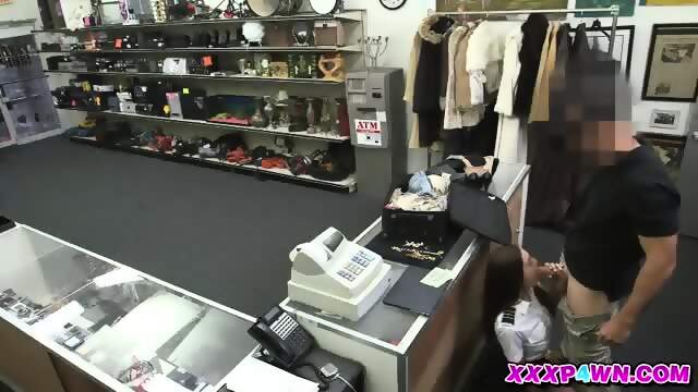 Stewardess And Her 2nd Hand Clothes Gets Fucked Hard At The Pawnshop