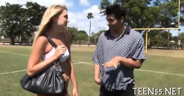 Provoking Teen Gets On Her Knees