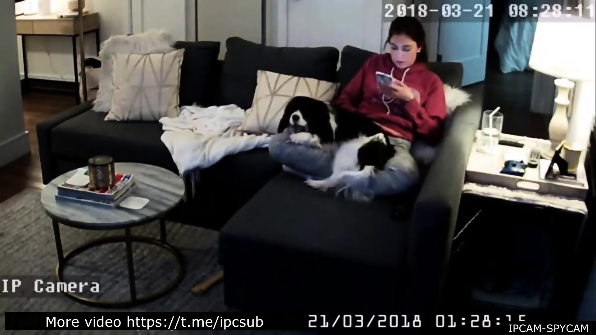 IP CAM - SPY CAM - Canadian college girl masturbates on the couch