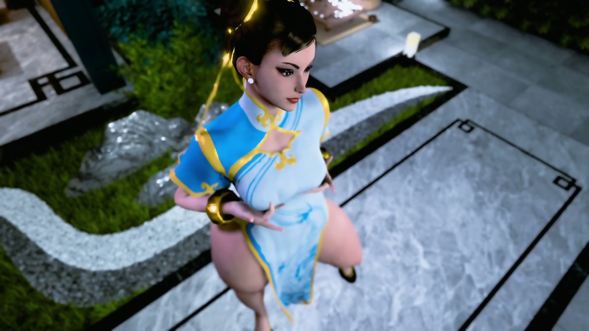 Chun Li costume group sex - she's getting drilled by several dicks at once
