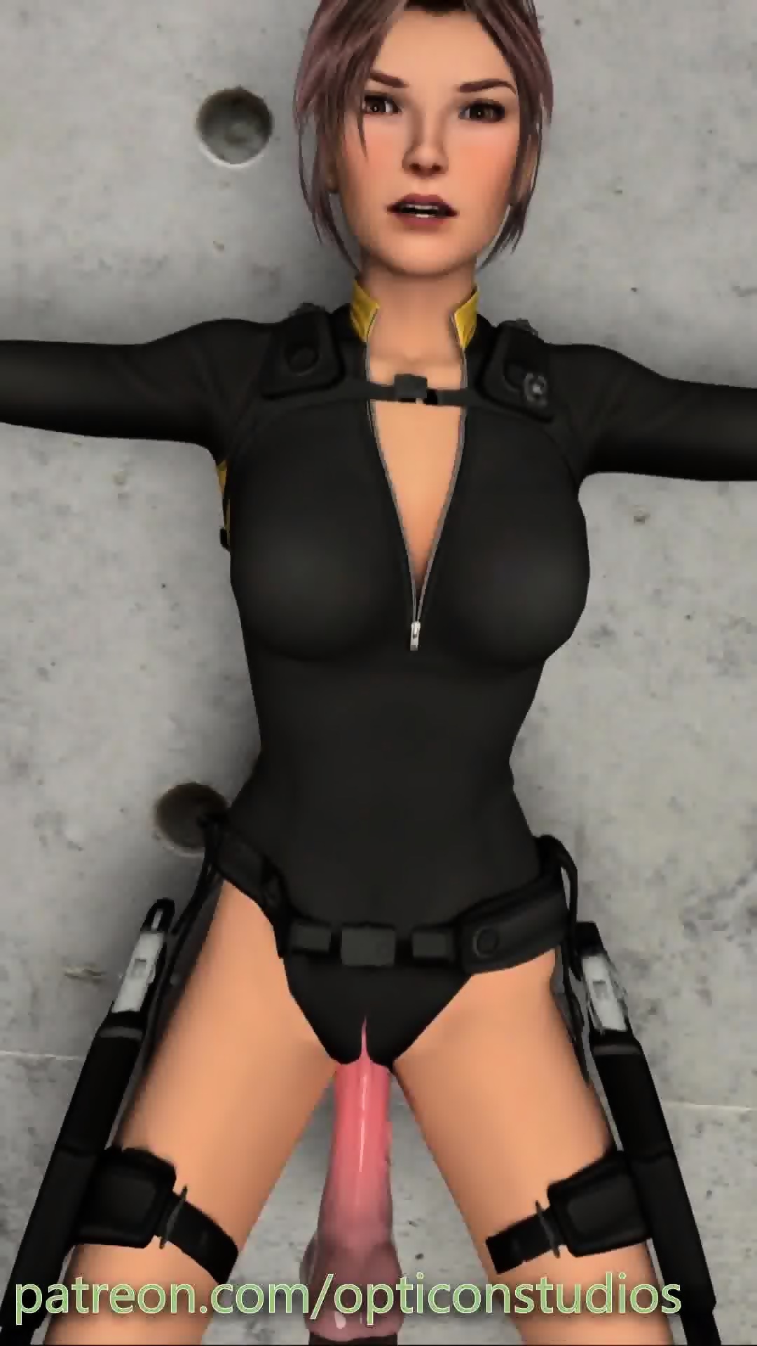 Lara Croft Tomb Raider Underworld Wetsuit Shackled Fucking Massive Dildo