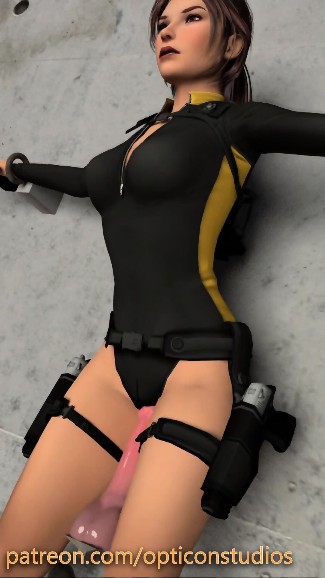 Underworld Porn Cum - Lara Croft Tomb Raider Underworld Wetsuit Shackled Fucking Massive Dildo