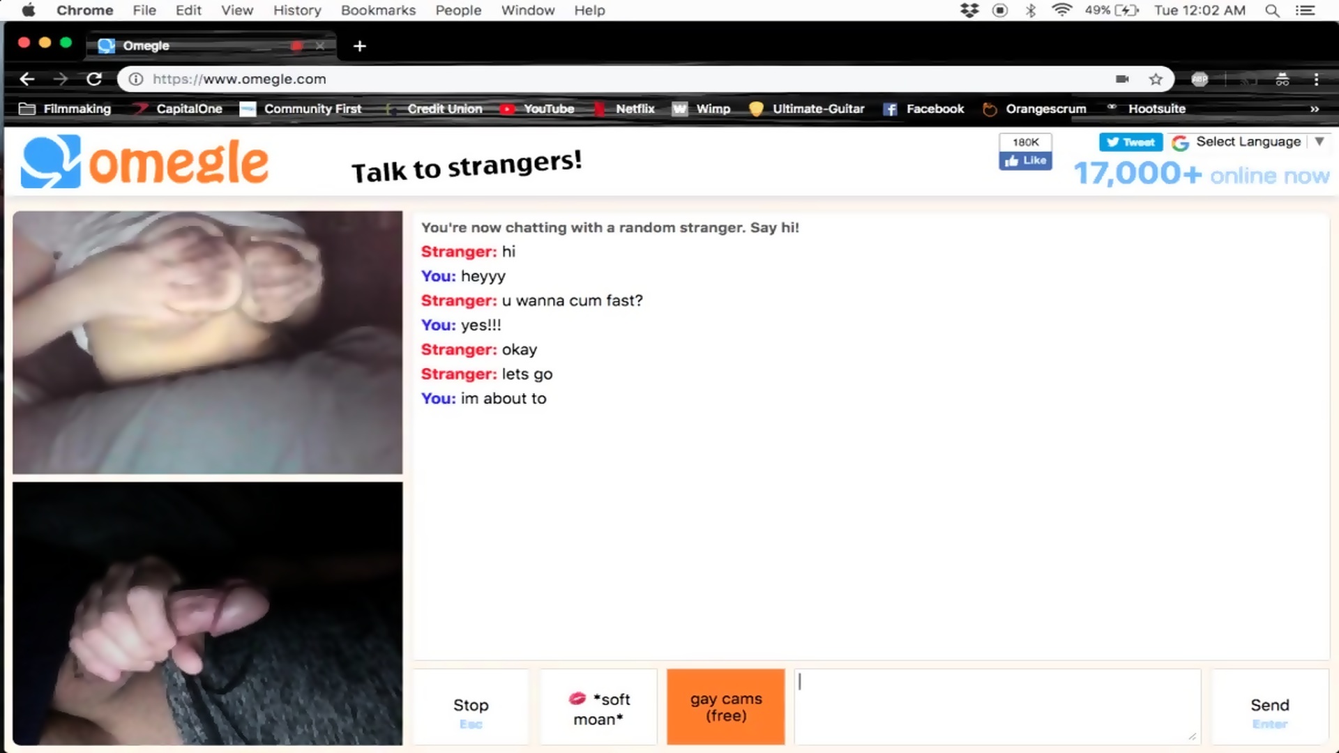 Huge load, on omegle with a hot babe.