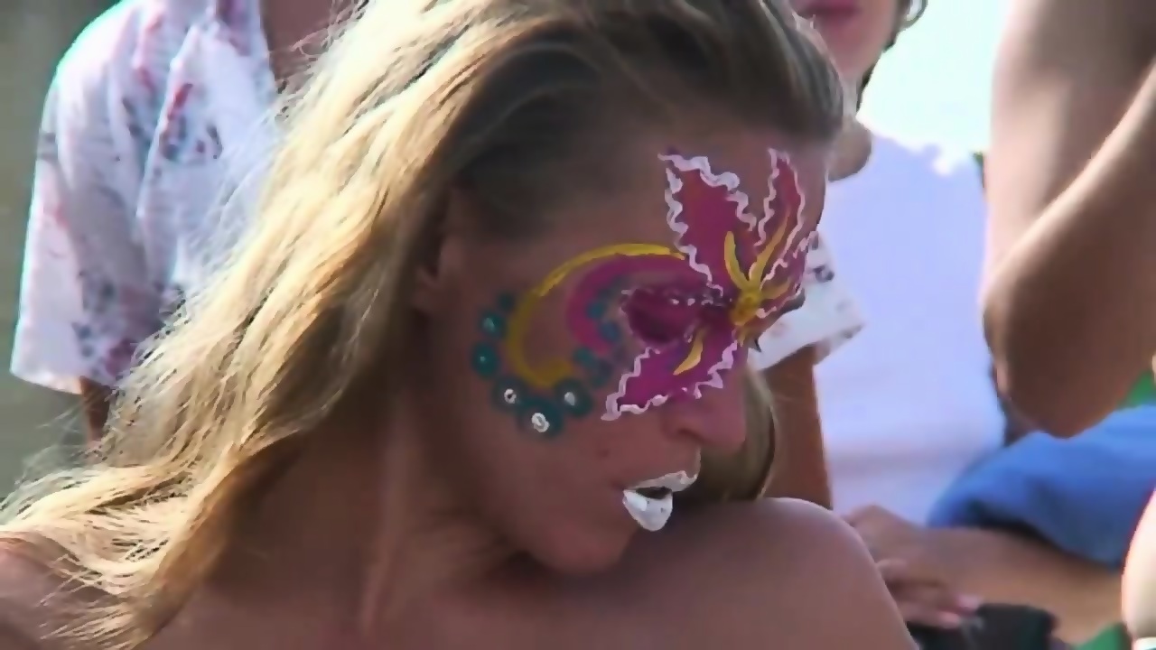 Beauty Women Body Paint Festival In Nudist Beach Voyeur pic