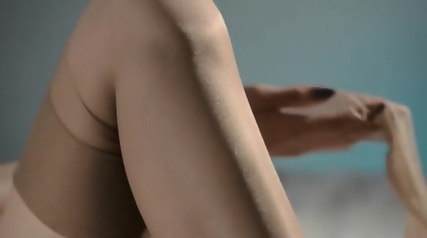 Smart Babe In Nylon Jerking Off Strapon