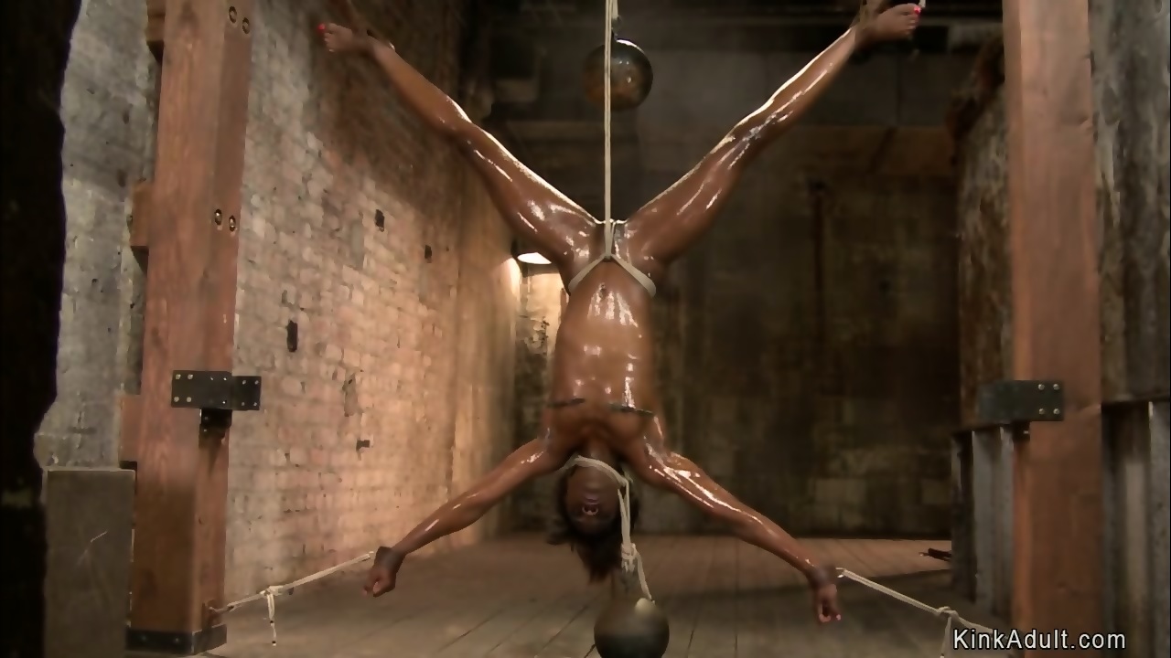 Ebony In Upside Down Spread Bondage Eporner