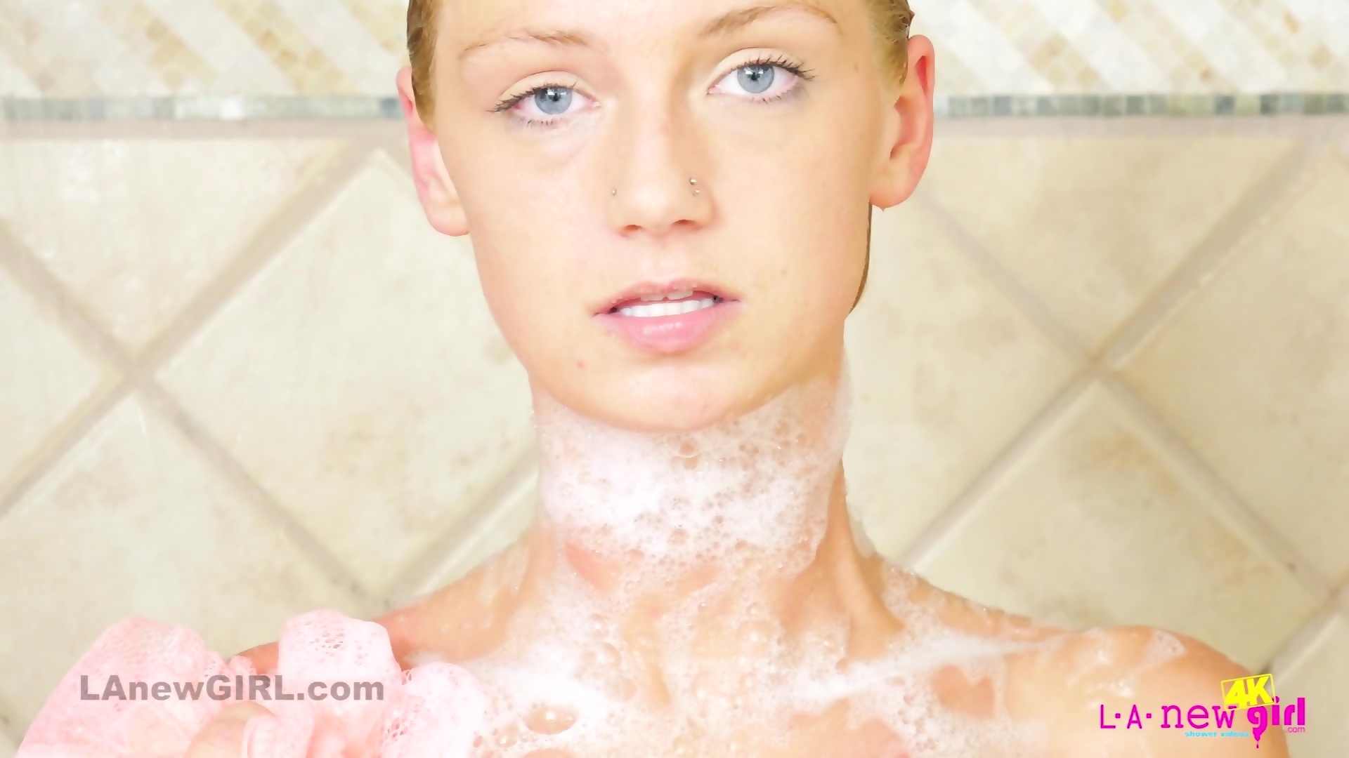 Superb Blonde With Hot Body Gets All Foamy In 4k Shower
