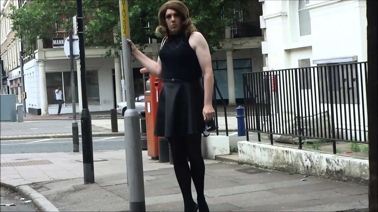 Sexy Transvestite Masturbating Out Side The Post Office
