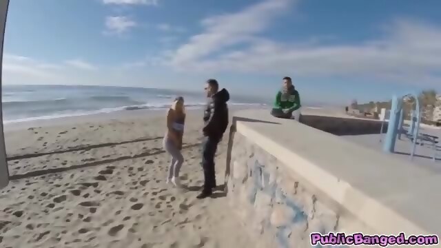Slamming Blondies big ass with hard cock on the beach