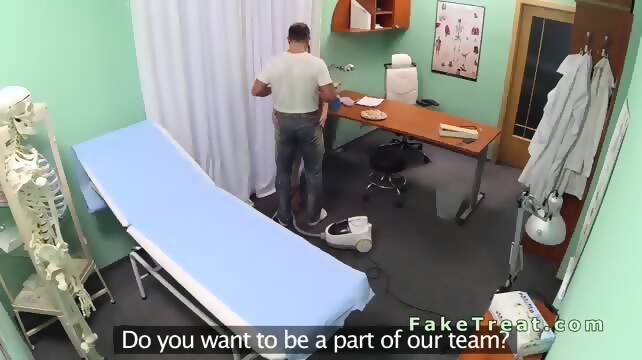 Doctor fucks cleaning lady and nurse in fake hospital