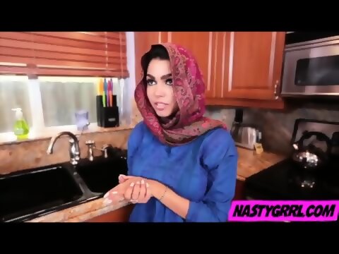 Hijab wearing muslim teen Ada creampied by her new master