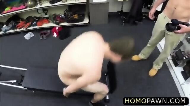 Hunk Straight Dude Engages In A Rough Gay Threesome In The Pawnshop