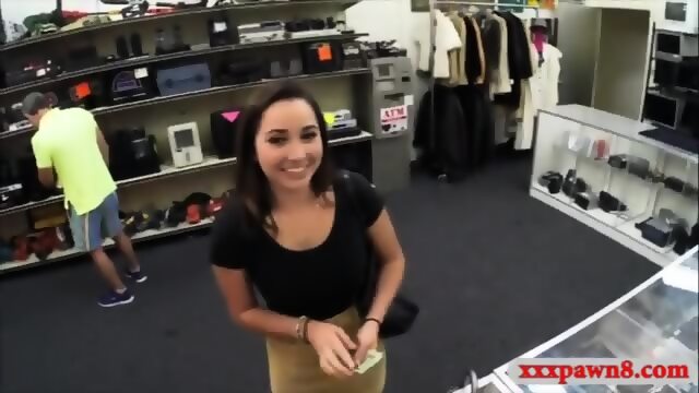 Busty college girl fucked at the pawnshop to earn extra cash