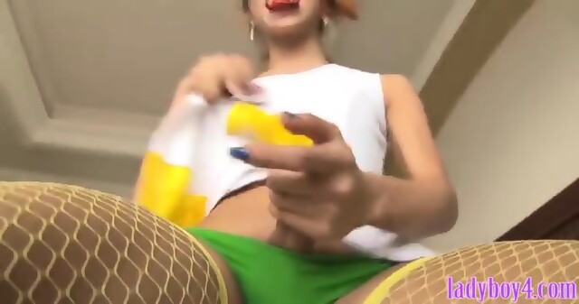 Tiny Cheerleader Ladyboy Blowjob And Butt Fucked Bareback