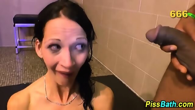 Slut Guzzles Piss And Fux