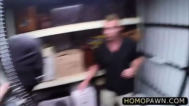 Working Guy Arrives In The Shop For His First Day And Too Desperate For A Gay Time