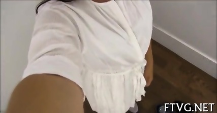 Glass Dildo In Her Butt