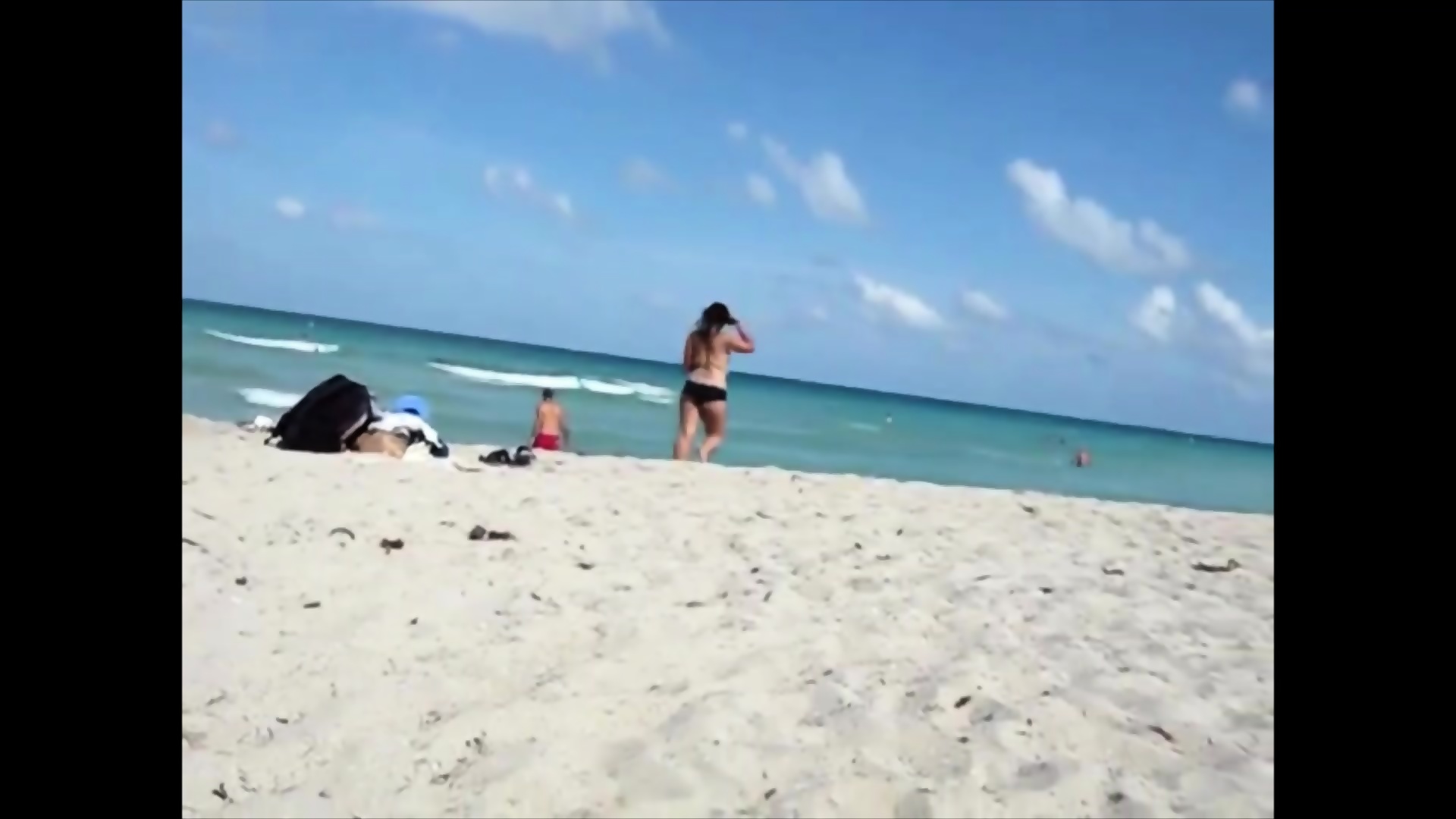 Showing Off His Hot Topless Wife At The Beach