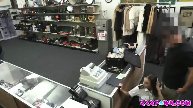 Fucking A Sexy Stewardess Hard At The Pawnshop