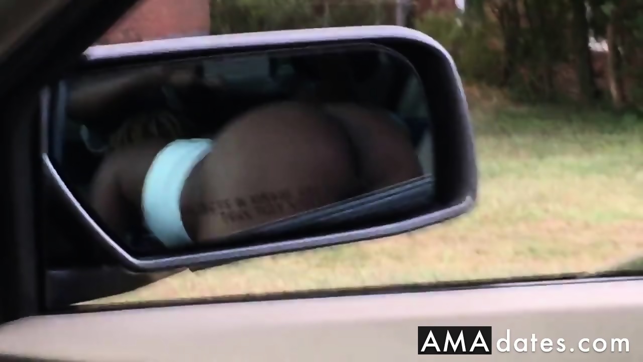 Black slut sucking dick in front seat of