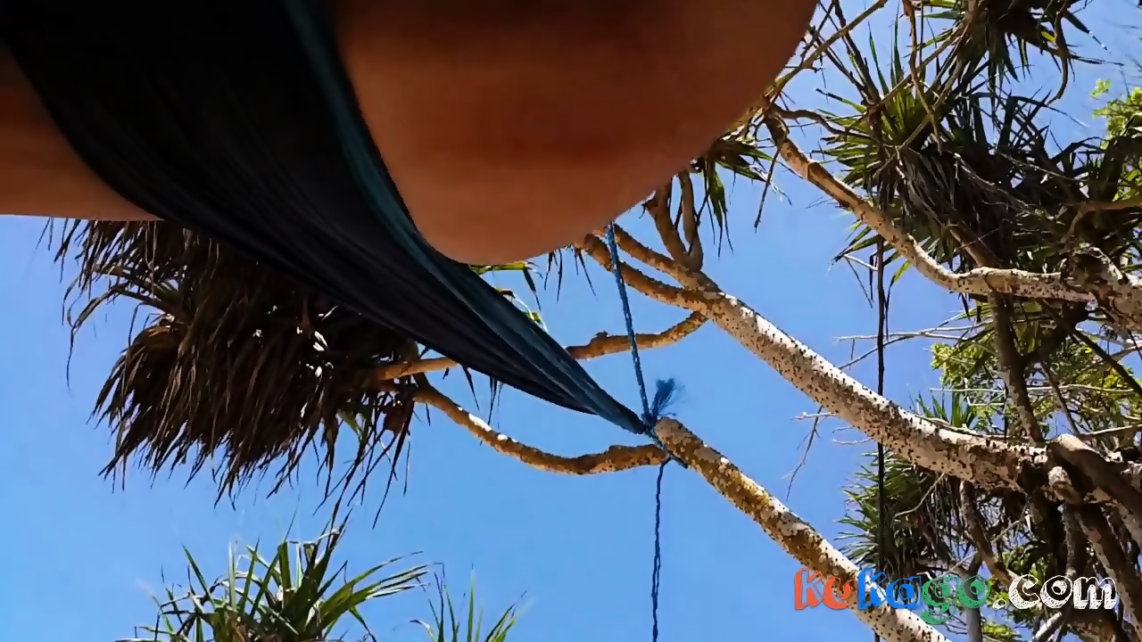 Pussy Show At Surfers Beach Butt Plug Flashing In Hammock pic
