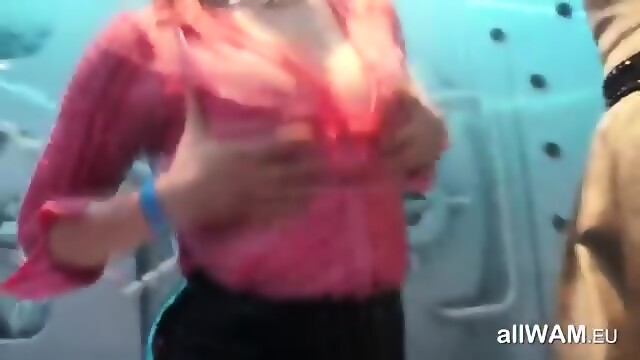 Wet Clothed Dancing Brunettes