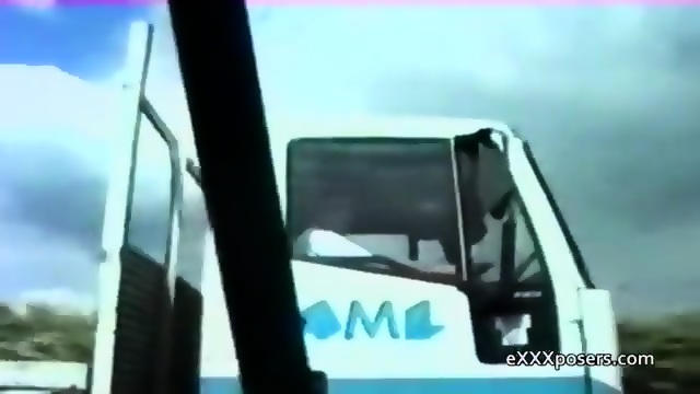 Naked Teen In Car Flashing To Passing Truckers