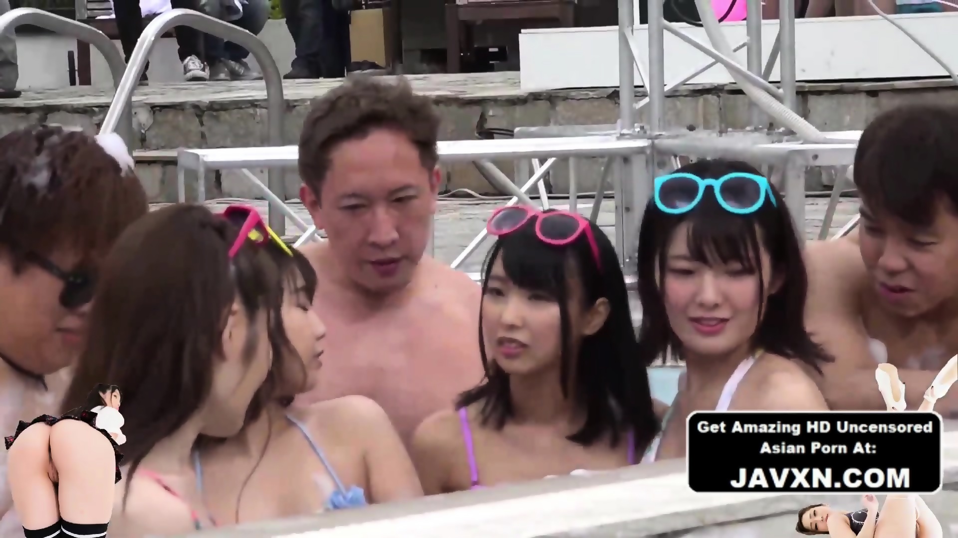 Asian Pool Gangbang - Hot Japanese Gangbang At The Pool - EPORNER