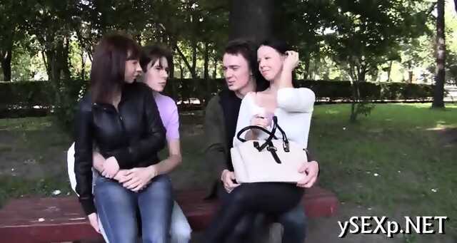 Filthy whores endure gang-bang